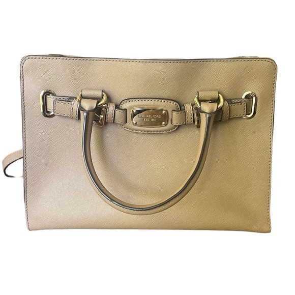 Authentic Michael Kors Leather Handbag in Tan- Size Medium - Picture 4 of 16